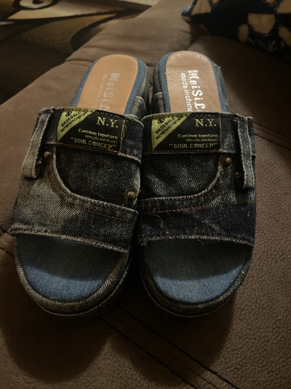 Meisile women blue Jean sandals
